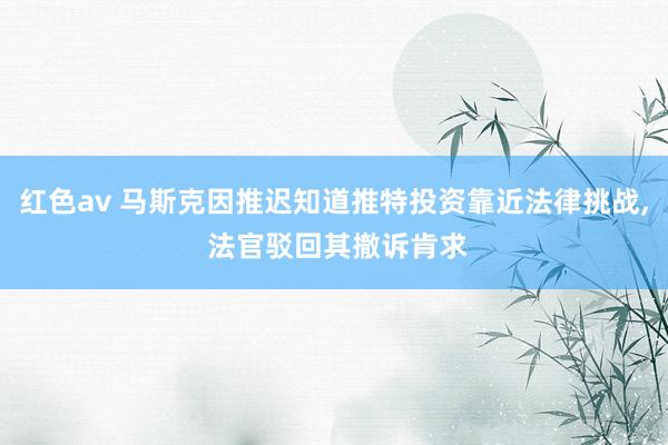 红色av 马斯克因推迟知道推特投资靠近法律挑战， 法官驳回其撤诉肯求